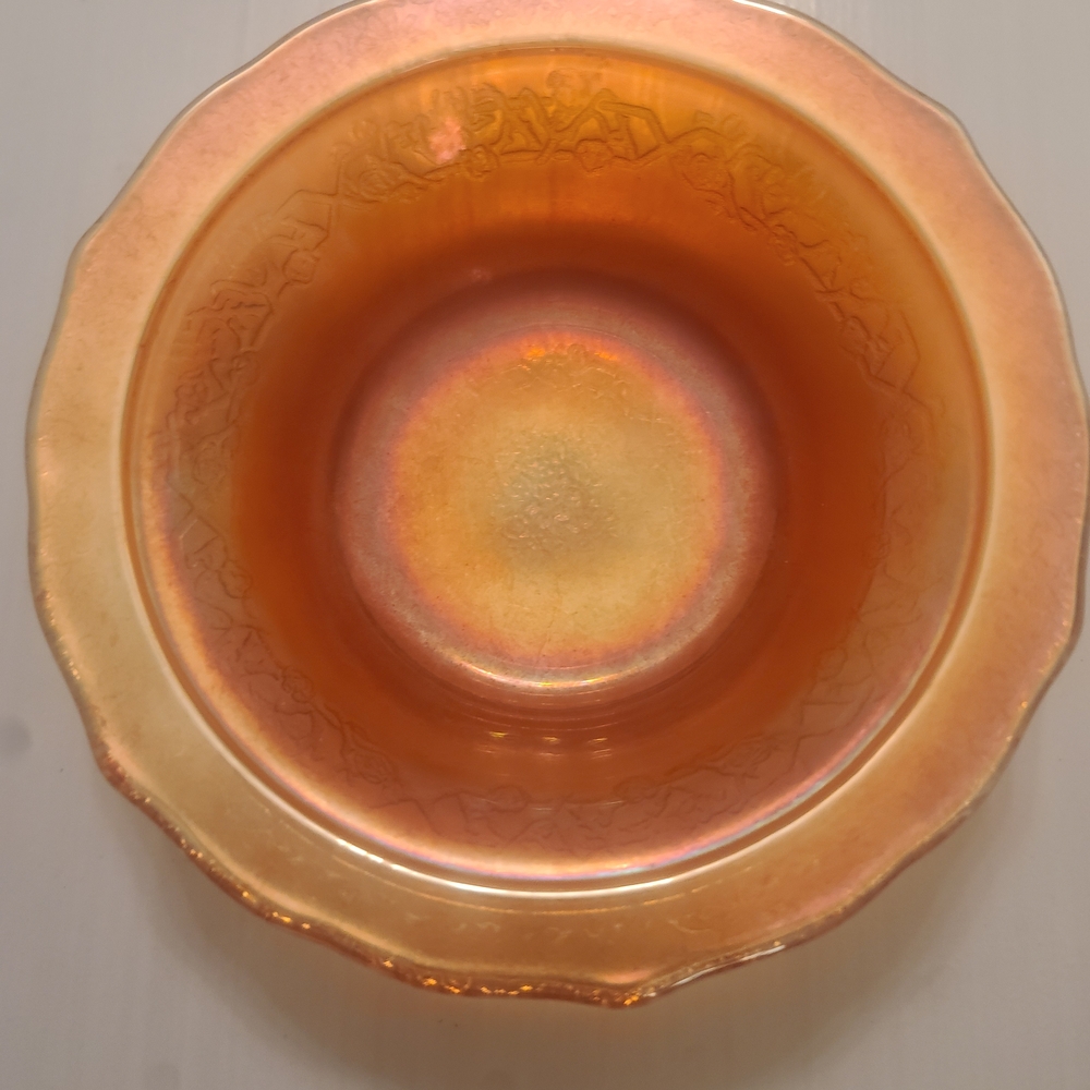 Iridescent Orange Home Art Decorative Glass Bowl